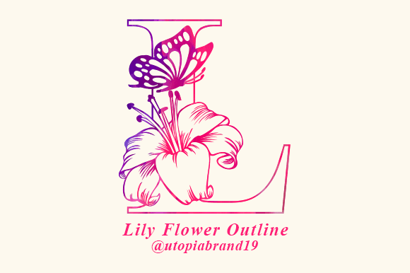 Lily Flower Outline Brings Grace to Editorial Typography
