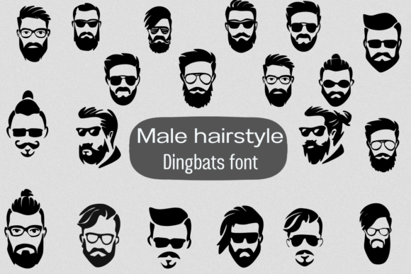 Male Hairstyle: A Sketched Dingbats Font for Handmade Product Design